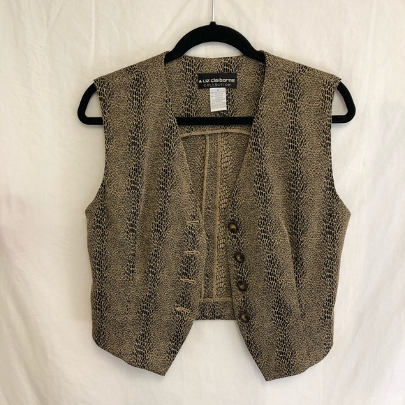 Tan and black snakeskin print vintage vest - Picture 2 of 3
